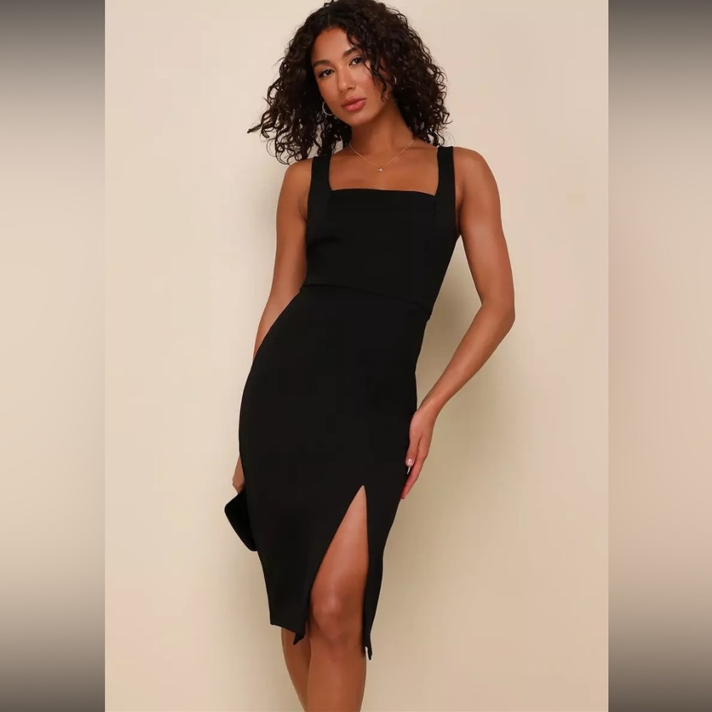 Lulus Black Sleeveless Bodycon Midi Dress - Size XS